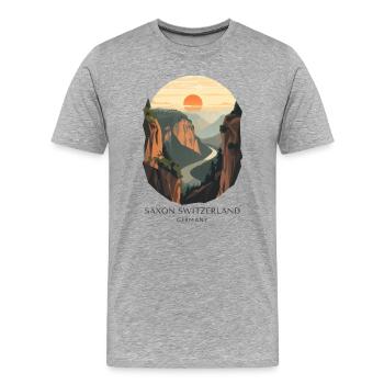 Suisse saxonne | Parc national vintage - T-shirt bio Premium Homme - gris chiné - Devant - Damien (186cm)