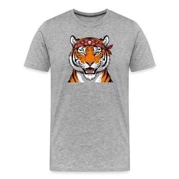 Tigre à la mode. - T-shirt bio Premium Homme - gris chiné - Devant - Damien (186cm)