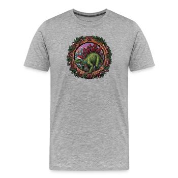 Magie de Noël du stégosaure - T-shirt bio Premium Homme - gris chiné - Devant - Damien (186cm)