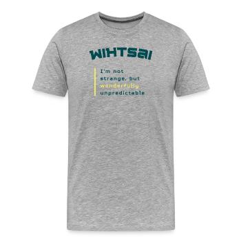 WIHTSAI | Merveilleusement imprévisible - T-shirt bio Premium Homme - gris chiné - Devant - Damien (186cm)