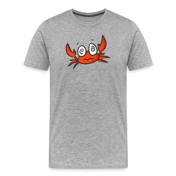 Dessin animé de crabe rouge aux grands yeux - T-shirt bio Premium Homme - gris chiné - Devant - Damien (186cm)