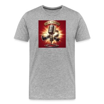 Microphone rétro cinématigue DCC PROD - T-shirt bio Premium Homme - gris chiné - Devant - Damien (186cm)