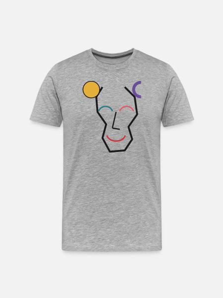 Fröhliches, buntes geometrisches Gesicht - Männer Premium Bio T-Shirt - Grau meliert
