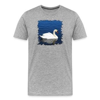 Cygne blanc sur l’eau bleue - T-shirt bio Premium Homme - gris chiné - Devant - Damien (186cm)
