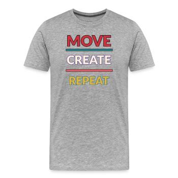 Move Create Repeat: Élan Créatif - T-shirt bio Premium Homme - gris chiné - Devant - Damien (186cm)