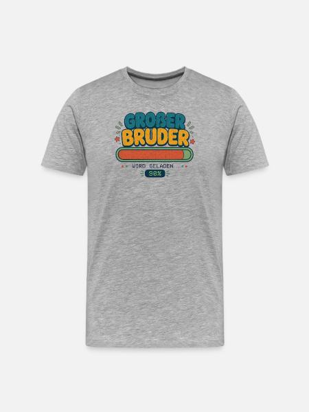 Großer Bruder wird geladen 90% - Männer Premium Bio T-Shirt - Grau meliert