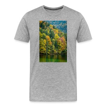Arbres d’automne à l’Eibsee en Bavière - T-shirt bio Premium Homme - gris chiné - Devant - Damien (186cm)