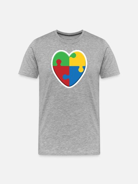 Autism Heart Puzzle - Men's Premium Organic T-Shirt - heather grey