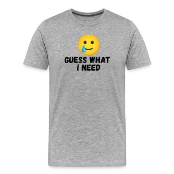 Devinez ce qu’il me faut : t-shirt drôle - T-shirt bio Premium Homme - gris chiné - Devant - Damien (186cm)