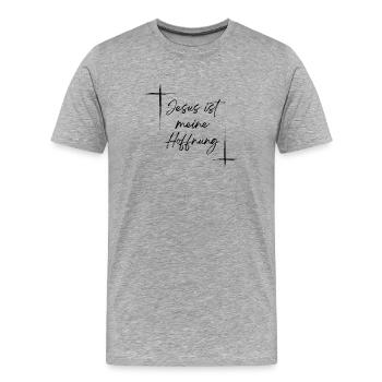 Jesus ist meine Hoffnung – Christliches T-Shirt - Männer Premium Bio T-Shirt - Grau meliert - Vorne - Damien (186cm)