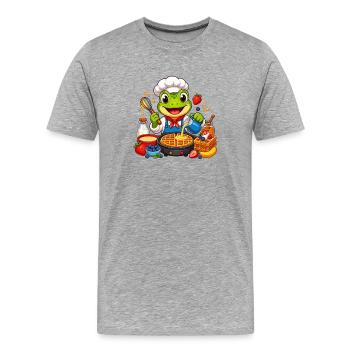 Cuisson de grenouilles au four de gaufres - T-shirt bio Premium Homme - gris chiné - Devant - Damien (186cm)