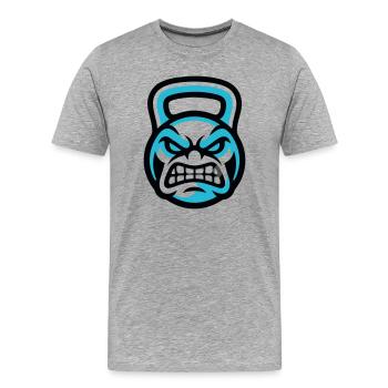 Gym Kettlebell Wappen - Männer Premium Bio T-Shirt - Grau meliert - Vorne - Damien (186cm)