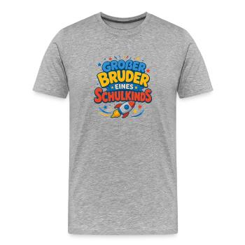 Großer Bruder eines Schulkindes Rakete - Männer Premium Bio T-Shirt - Grau meliert - Vorne - Damien (186cm)