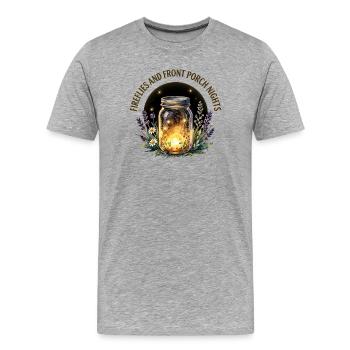 Lucioles et nuits sur le perron avant - T-shirt bio Premium Homme - gris chiné - Devant - Damien (186cm)