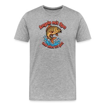 Petri Heil Papa - Männer Premium Bio T-Shirt - Grau meliert - Vorne - Damien (186cm)