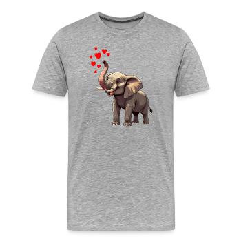 Éléphant au cœur - T-shirt bio Premium Homme - gris chiné - Devant - Damien (186cm)