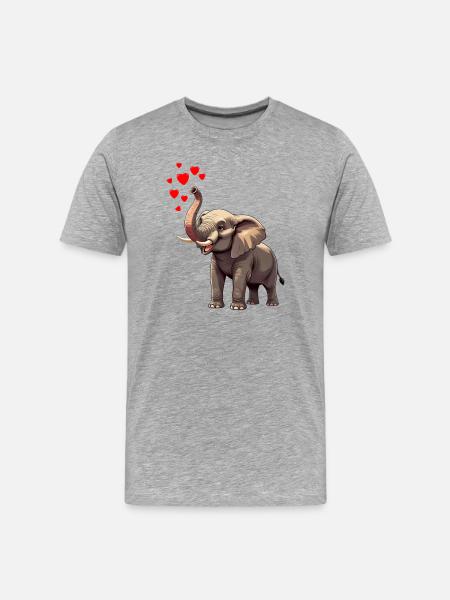 Elephant with hearts - Men's Premium Organic T-Shirt - heather grey