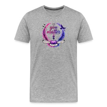 Vous comptez : Continuez Cercle - T-shirt bio Premium Homme - gris chiné - Devant - Damien (186cm)