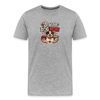 Emblème de la Maman du Chien de Refuge - T-shirt bio Premium Homme - gris chiné - Devant - Damien (186cm)
