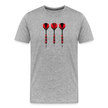 Trio de fléchettes Vols rouges noirs - T-shirt bio Premium Homme - gris chiné - Devant - Damien (186cm)