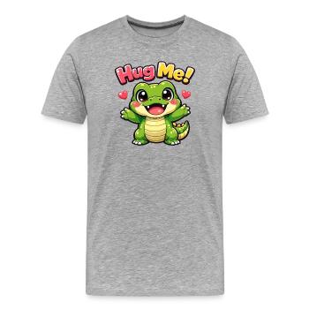 Crocodile Kawaii Mignon - T-shirt bio Premium Homme - gris chiné - Devant - Damien (186cm)