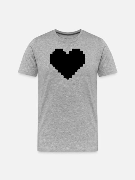 Black Heart Black Pixel Heart Gift - Men's Premium Organic T-Shirt - heather grey