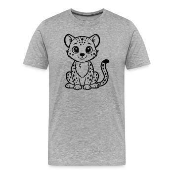 Guépard - T-shirt bio Premium Homme - gris chiné - Devant - Damien (186cm)