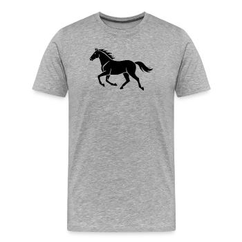 Cavalier cadeau de la silhouette du cheval noir - T-shirt bio Premium Homme - gris chiné - Devant - Damien (186cm)