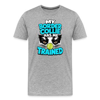 Border Collie m’a dressé, un cadeau drôle de propriétaire de chien - T-shirt bio Premium Homme - gris chiné - Devant - Damien (186cm)