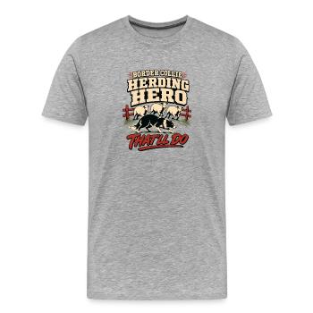Border Collie, héros de troupeau Border Collie drôle - T-shirt bio Premium Homme - gris chiné - Devant - Damien (186cm)