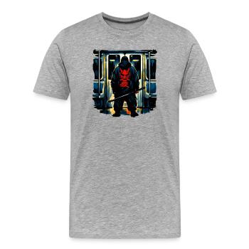Ninja démons dans le métro - T-shirt bio Premium Homme - gris chiné - Devant - Damien (186cm)