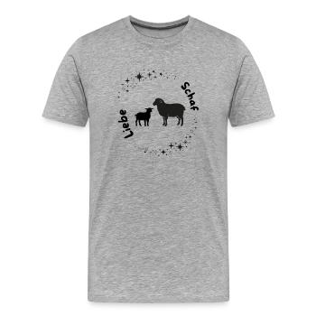 Moutons dans le cercle d’étoiles, amour mouton - T-shirt bio Premium Homme - gris chiné - Devant - Damien (186cm)