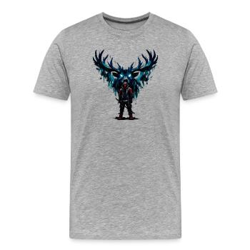 Guerrier de la Nuit aux Ailes Bleues - T-shirt bio Premium Homme - gris chiné - Devant - Damien (186cm)