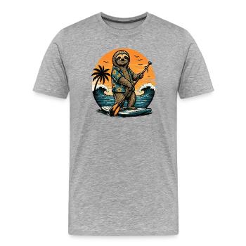 Drôle de planche de paddle SUP Stand Up paddle - T-shirt bio Premium Homme - gris chiné - Devant - Damien (186cm)