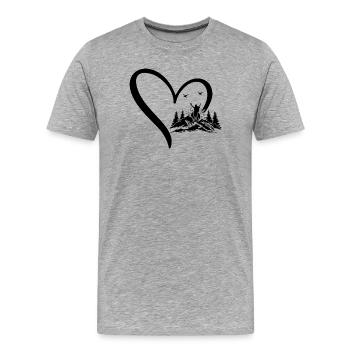 Hiking Lover Mountain Hiking Heart - Männer Premium Bio T-Shirt - Grau meliert - Vorne - Damien (186cm)
