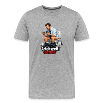 Arbeitszeit Betrug Satire - Männer Premium Bio T-Shirt - Grau meliert - Vorne - Damien (186cm)