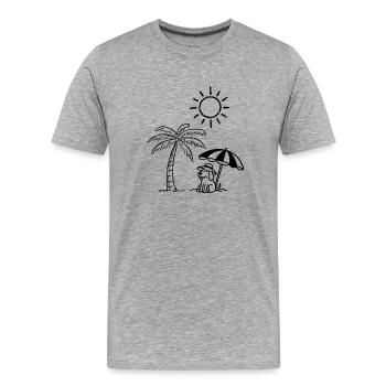 Drôle de design de chien sur la plage - T-shirt bio Premium Homme - gris chiné - Devant - Damien (186cm)