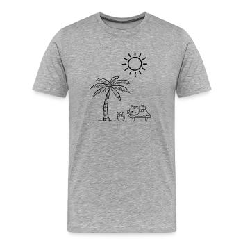 Un design drôle avec un chat sur la plage - T-shirt bio Premium Homme - gris chiné - Devant - Damien (186cm)