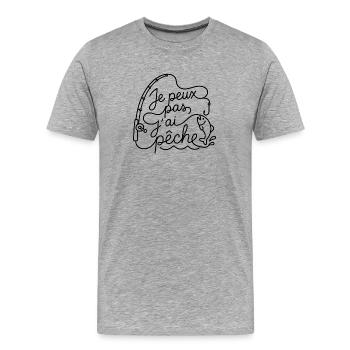 Je peux pas j’ai pêche - T-shirt bio Premium Homme - gris chiné - Devant - Damien (186cm)