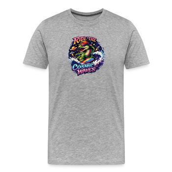 Crocodile des Surfs Cosmique - T-shirt bio Premium Homme - gris chiné - Devant - Damien (186cm)