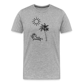 Cheval drôle sur la plage - T-shirt bio Premium Homme - gris chiné - Devant - Damien (186cm)