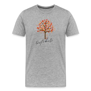 Arbre d’Octobre | Conception de l’arbre d’automne - T-shirt bio Premium Homme - gris chiné - Devant - Damien (186cm)
