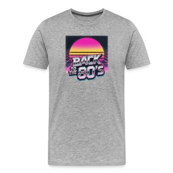 Le Retour du soleil néon des années 80 - T-shirt bio Premium Homme - gris chiné - Devant - Damien (186cm)