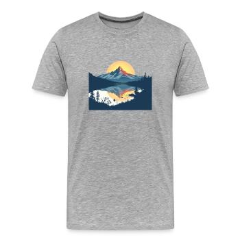 Reflet du coucher de soleil de Mountain Lake - T-shirt bio Premium Homme - gris chiné - Devant - Damien (186cm)
