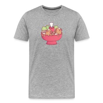 Capybaras drôles se détendant dans un hotpot de bateau à vapeur - T-shirt bio Premium Homme - gris chiné - Devant - Damien (186cm)