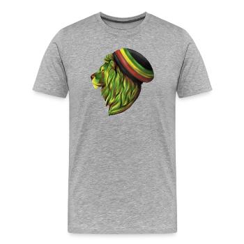 Tête de lion rastafari - T-shirt bio Premium Homme - gris chiné - Devant - Damien (186cm)