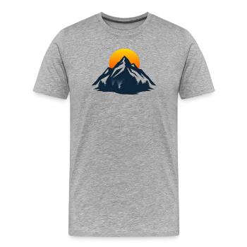 Silhouette de la Montagne du Coucher du Soleil - T-shirt bio Premium Homme - gris chiné - Devant - Damien (186cm)