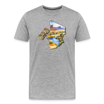 Carte aquarelle du Tchad - T-shirt bio Premium Homme - gris chiné - Devant - Damien (186cm)