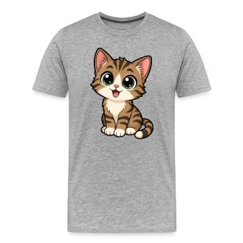Chat mignon - T-shirt bio Premium Homme - gris chiné - Devant - Damien (186cm)