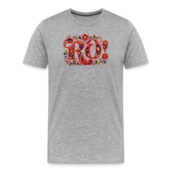 RO ! Peinture de roses norvégiennes - T-shirt bio Premium Homme - gris chiné - Devant - Damien (186cm)
